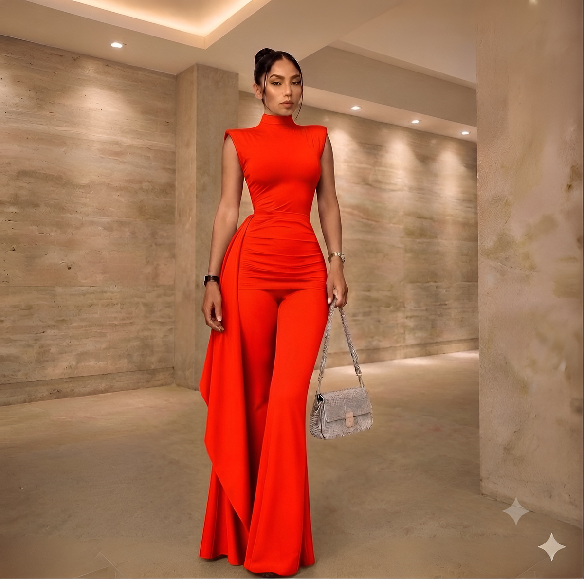 Conjunto ODETTE tipo enterizo tendencia | Vestido con pantalón 2 prendas FLARE.