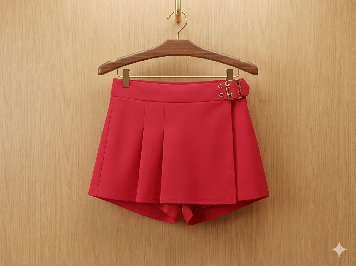 Short falda con broche metálico ajustable