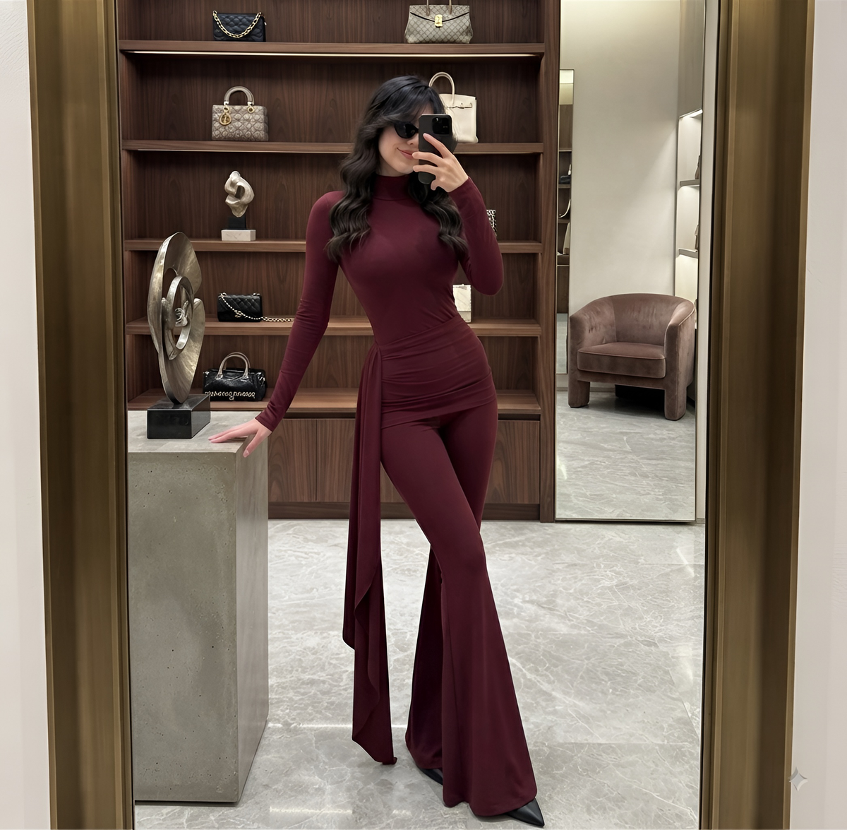 Conjunto Odette Tendencia manga larga PUSH UP FLARE 2 piezas