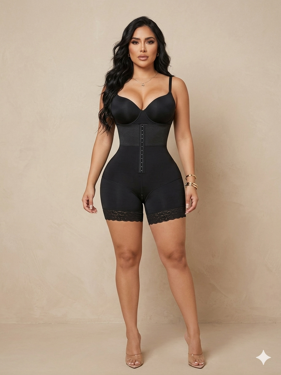 Short-faja TIPO COLOMBIANA levanta nalga con broches y encaje en el short