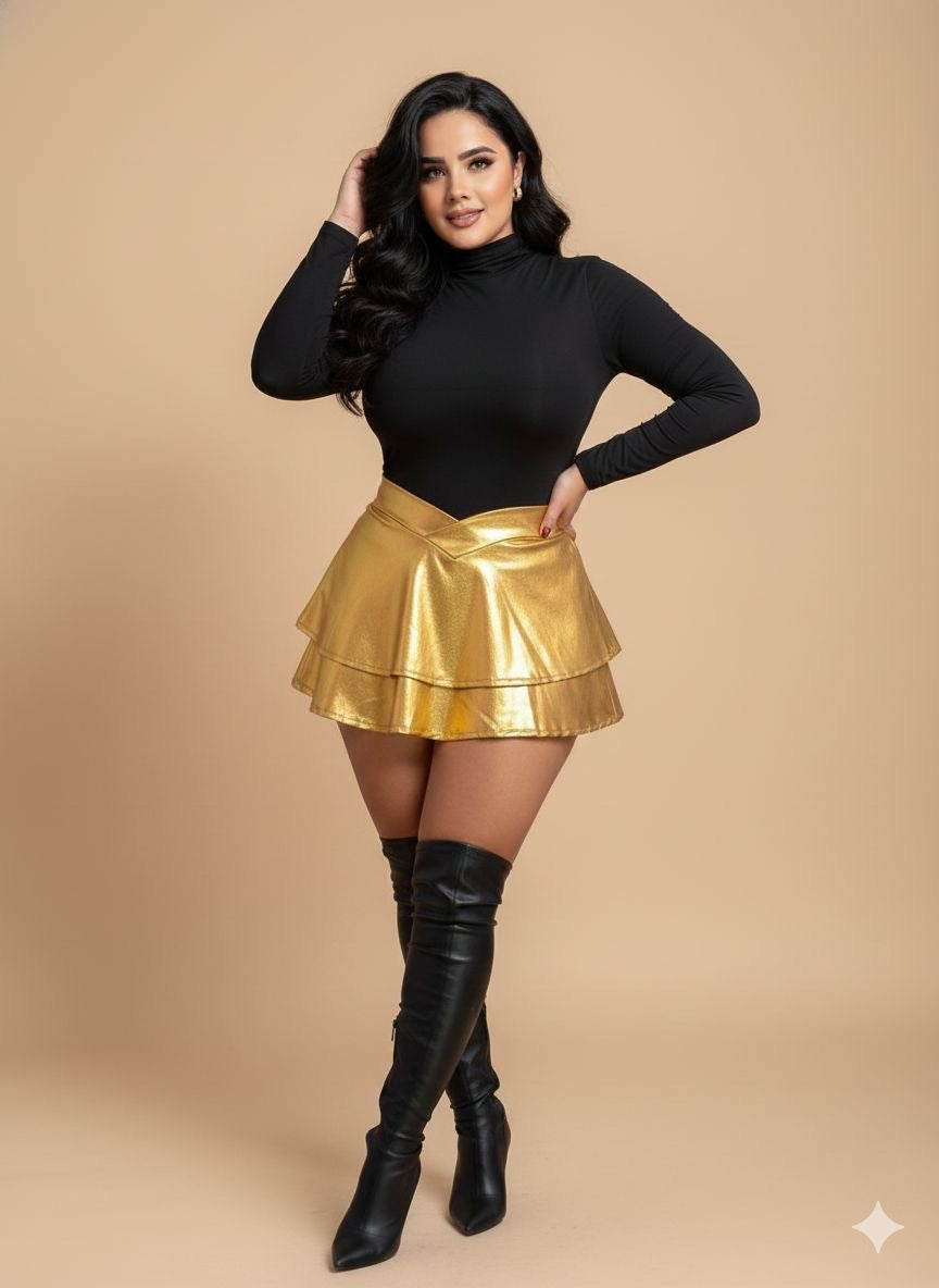 Short falda brillosa satinada