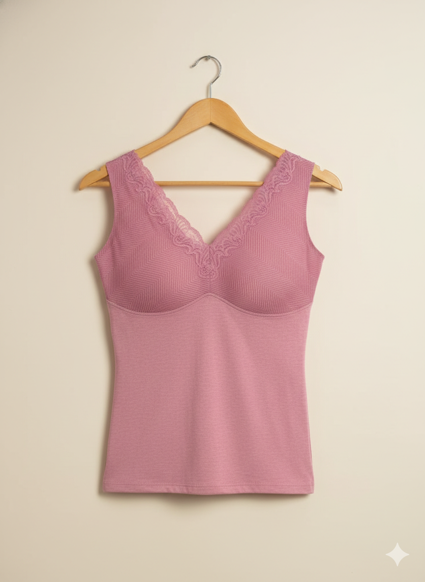 Blusa con encaje, copas y detalles
