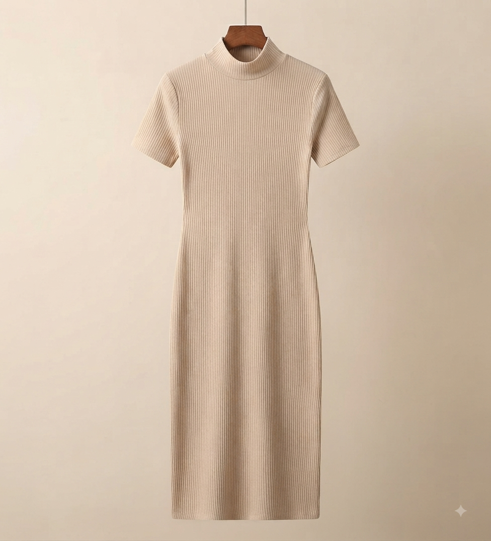 Vestido cuello alto básico
