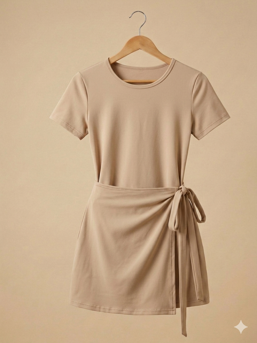Vestido manga corta sport con faldón y short