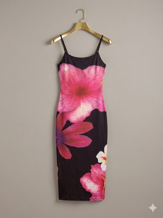 Vestido tirante tubo de flores
