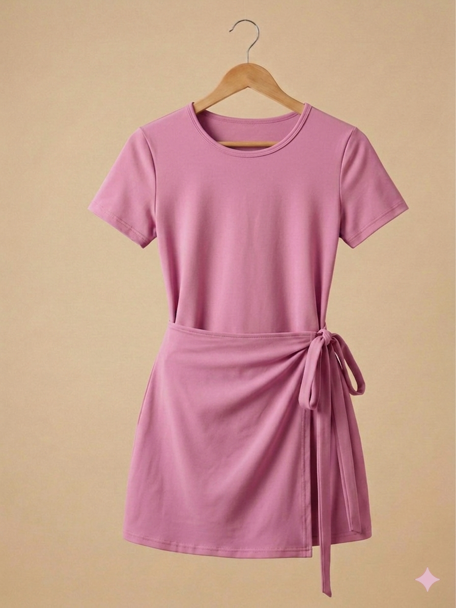 Vestido manga corta sport con faldón y short