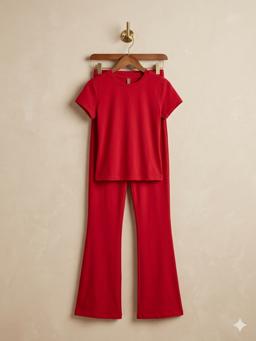 Set deportivo de blusa manga corta y leggins acampanado