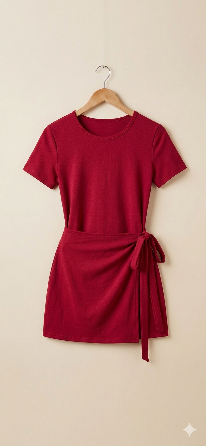 Vestido manga corta sport con faldón y short