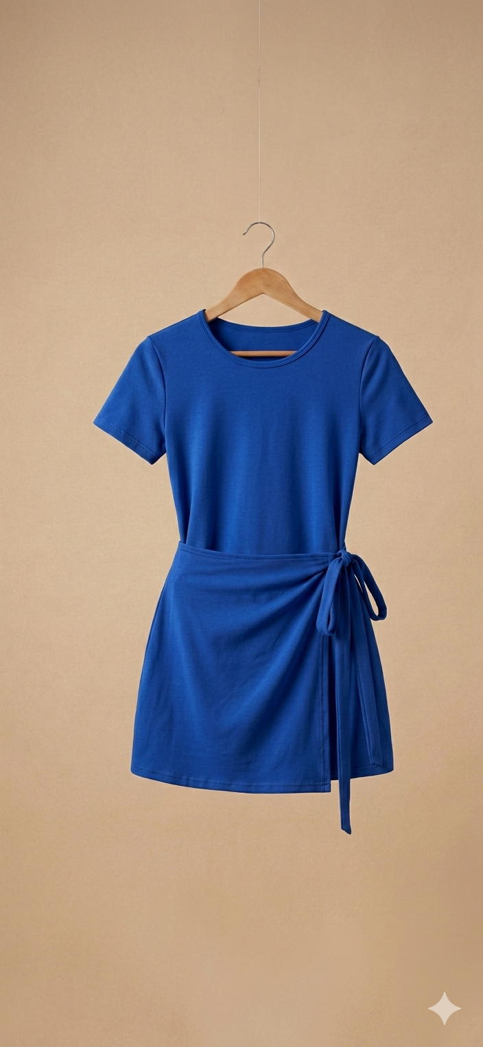Vestido manga corta sport con faldón y short