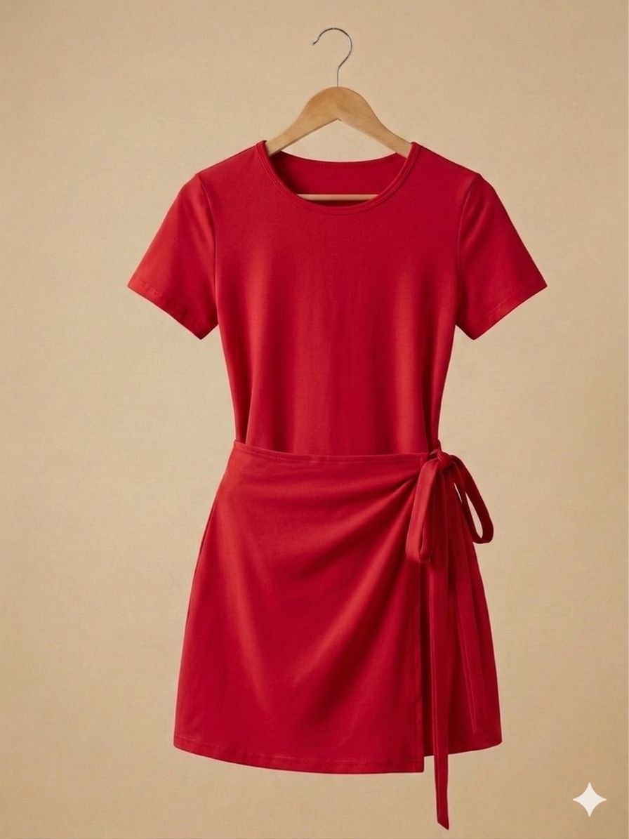 Vestido manga corta sport con faldón y short