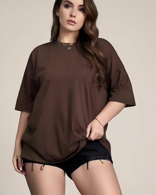Playera oversized café